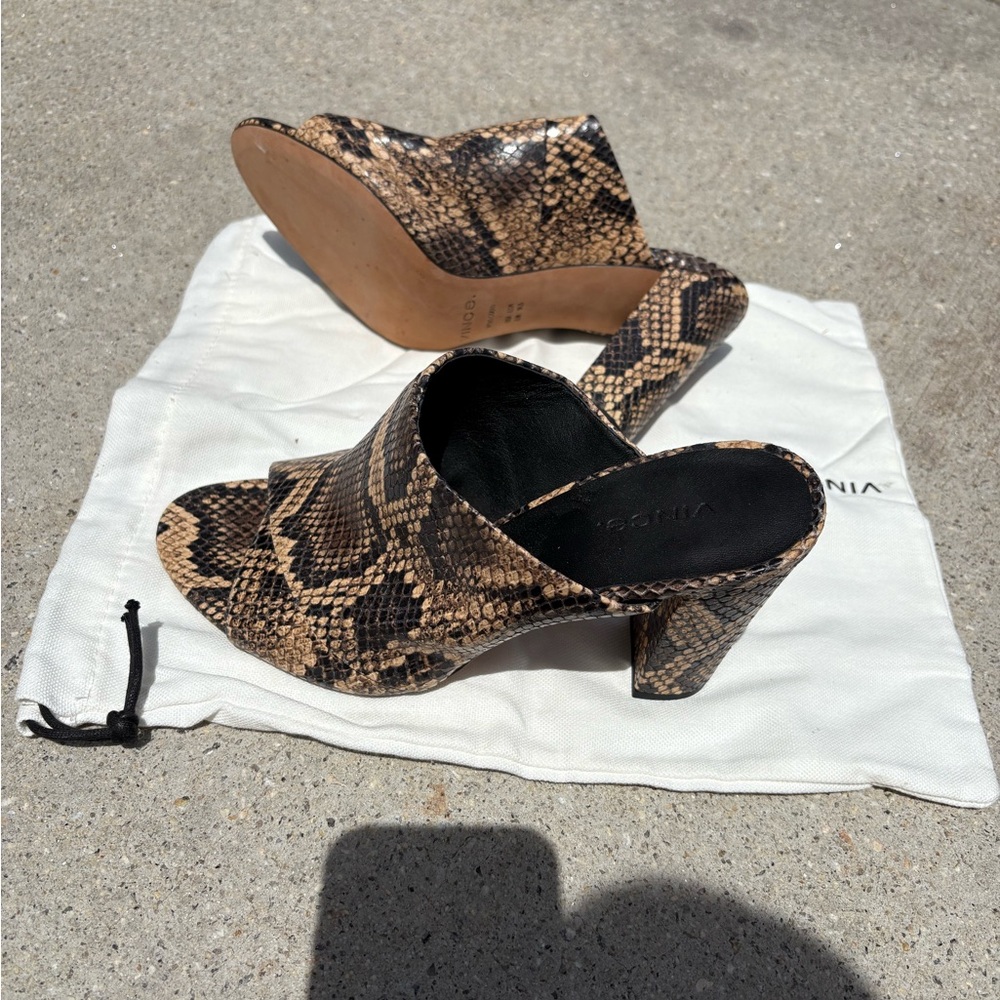 Vince Camuto Brown Mules with Textured Design